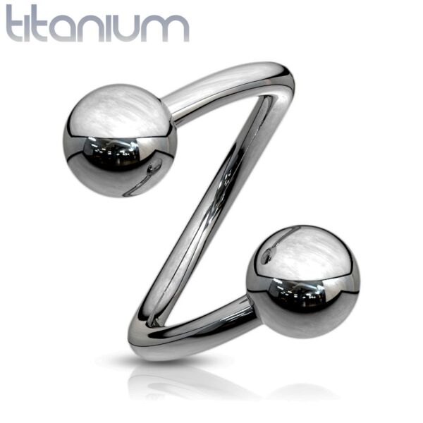 Titanium twister piercing with 3 mm balls