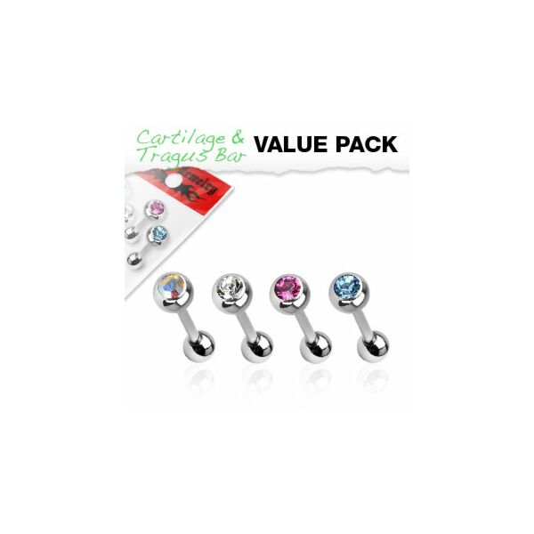 Set of four barbells with crystal