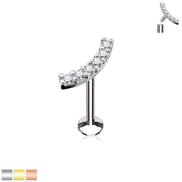 Labret with curved line of shiny gemstones