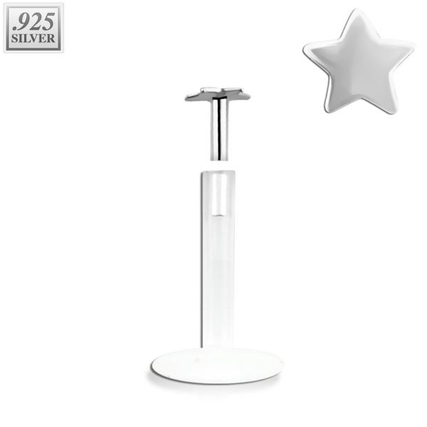 Bioflex labret with a silver shaped star top