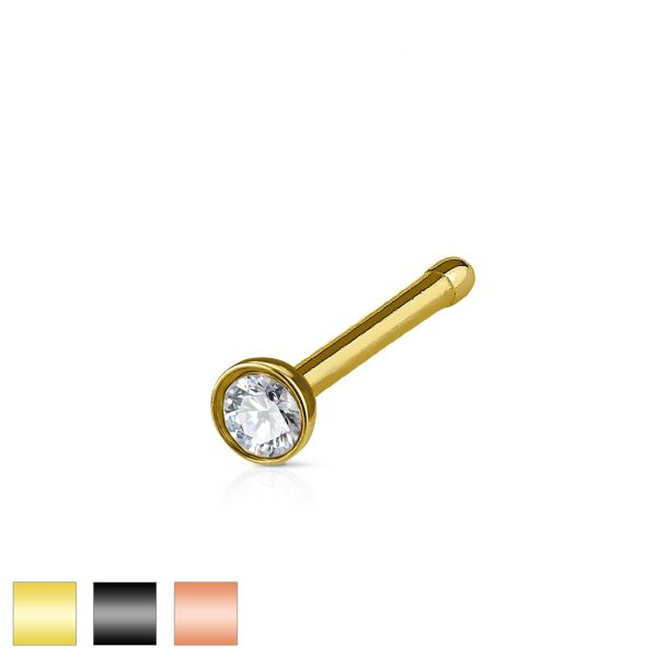 Coloured nose bone with clear diamond