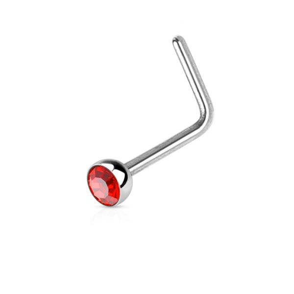 Nose piercing with red coloured diamond - 0.8 mm