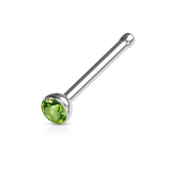 Nose bone with coloured jewel - Green - 0.8 mm