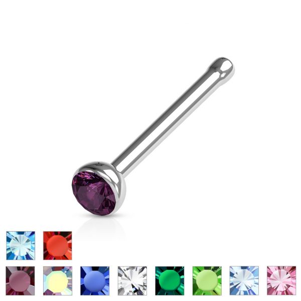 Nose piercing with coloured gem