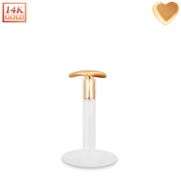 Bioflex labret with 14kt. rose gold heart shaped top