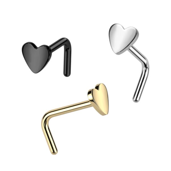 Titanium Nose Stud with Heart Top